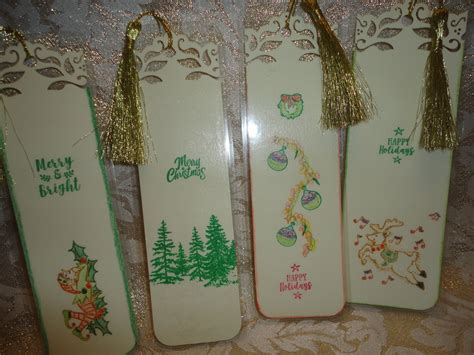 Set Of Christmas Theme Bookmarks Laminatedwatercolor Etsy