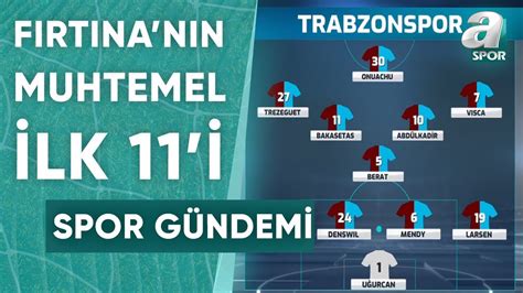 Trabzonspor Un Stanbulspor Kar S Ndaki Muhtemel Lk I A Spor