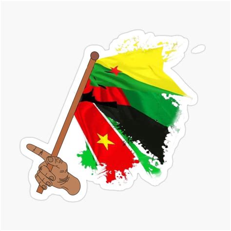 Sticker avec l œuvre Drapeau Guadeloupe Martinique Guyane ensemble