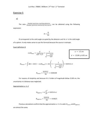 Radiation Physics Laboratory – Complementary Exercise Set | PDF