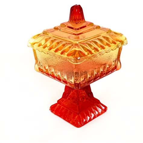 Vintage Dining Vintage Carnival Glass Pedestal Candy Dish Wlid Poshmark