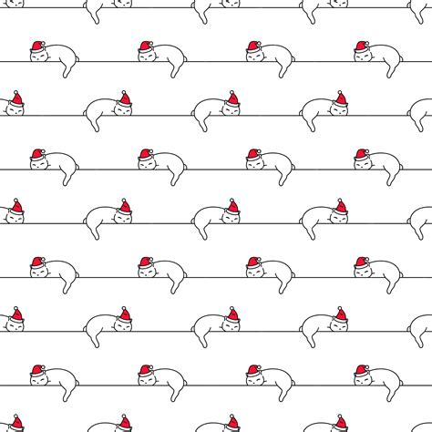 Premium Vector Seamless Pattern Christmas Santa Claus Kitten Sleeping