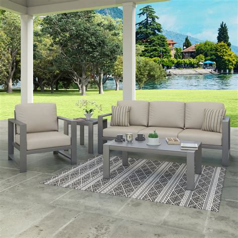 Birch Lane™ Dulcie 4 Person Outdoor Seating Group With Sunbrella Cushions And Reviews Wayfair