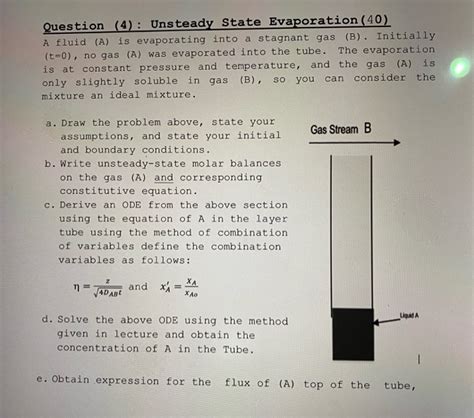 Question Unsteady State Evaporation A Fluid Chegg