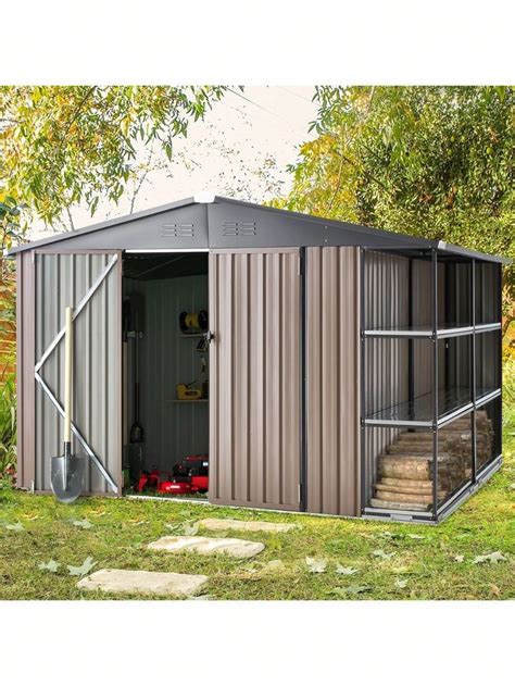 YODOLLA Storage Shed With Rack 8 X 10 Ft Large Outdoor Storage Tool