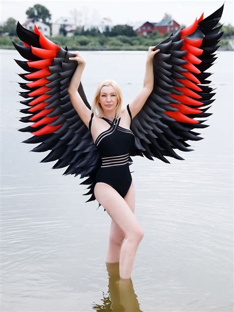 Red And Black Angel Wings Costume Adult Demon Wings Devil Etsy