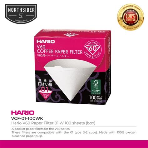 Jual Hario V60 Paper Filter 01 100 Sheets White Vcf 01 100wk Box Di