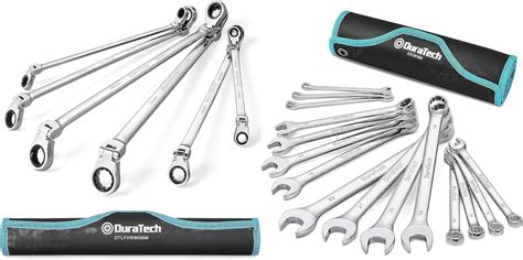 Duratech Extra Long Flex Head Ratcheting Wrench Set Combination Wrench