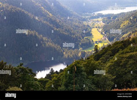 Mountain Landscape Of Xonrupt Longemer During Autumn Fall With Forest