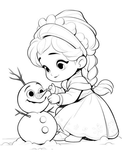 Petite Princesse Faisant Un Bonhomme De Neige In 2024 Disney Coloring