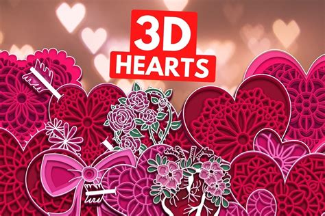 3d Valentines Day Heart Svg Bundle Graphic By Svgocean · Creative Fabrica