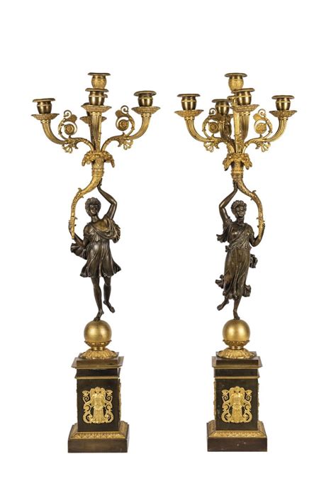 Pareja De Candelabros Imperio Tipo Thomire S XIX