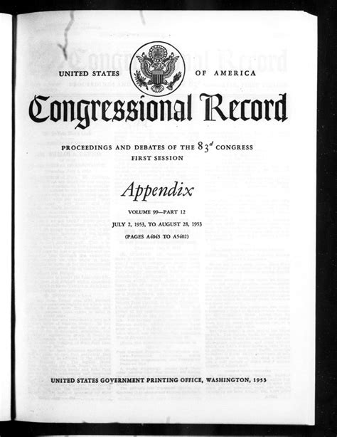 Congressional Record July 02 August 28 1953 Vol 99 Appendix Free