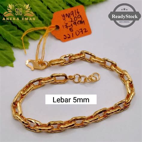 Hot Item Rantai Tangan Emas Sauh Licin Kikir Chain Gold Bracelets