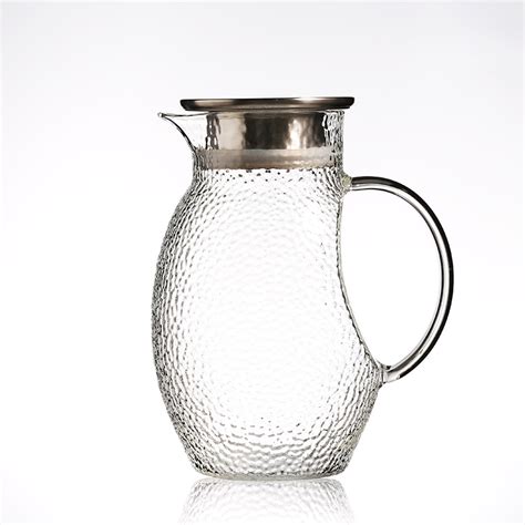 Wholesale Heat Resistant Borosilicate Glass Water Pitcher Carafe Jug With Stainless Steel