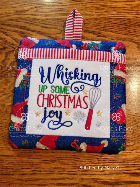 Whisking Pocket Potholder 77 Omas Place Machine Embroidery Designs