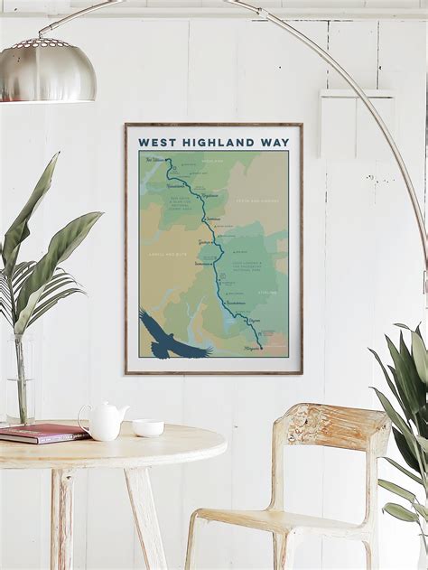 West Highland Way Map Art Print Whw Map Print West Highlands Etsy Uk