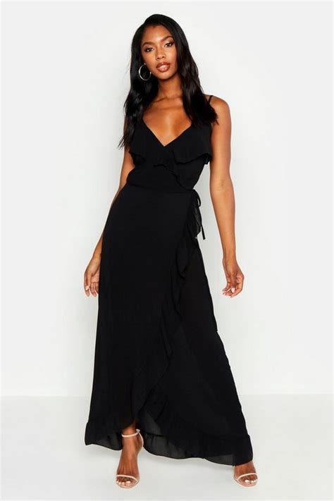 Woven Ruffle Wrap Maxi Dress Boohoo