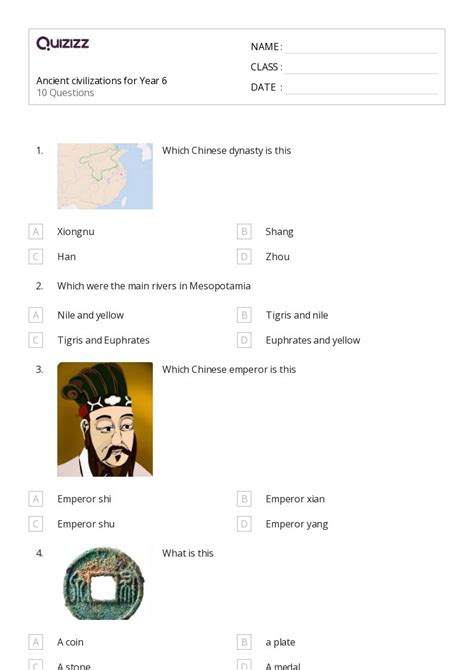 Ancient Civilizations Worksheets For Th Class On Quizizz Free