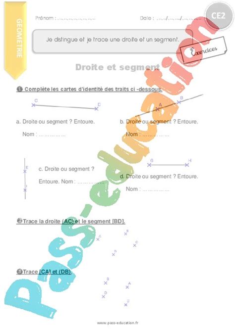 Point Droite Et Segment Ce Cycle Exercice Valuation R Vision