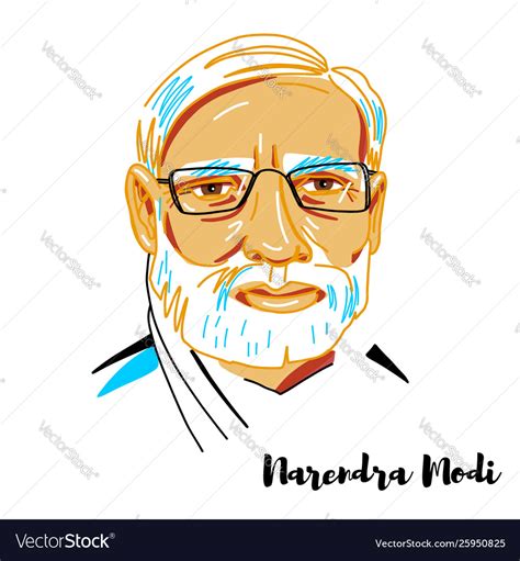 Narendra Modi Portrait Royalty Free Vector Image