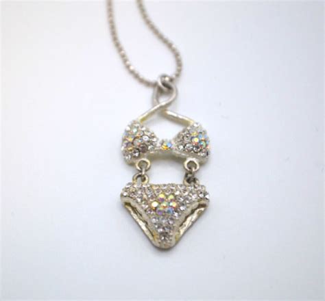 Crystal Encrusted Bikini Piece Swimsuit Necklace Pendant Ebay
