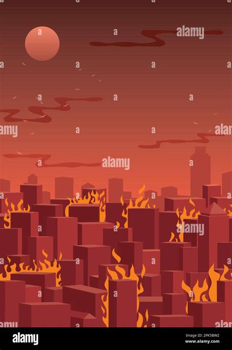 City On Fire Stock Vector Image Art Alamy