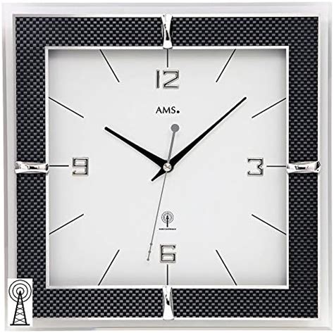 Amazon de AMS Wanduhr Holz weiß 29 x 29 x 5 cm