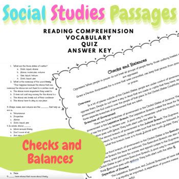 Checks And Balances Reading Passage Comprehension Questions English