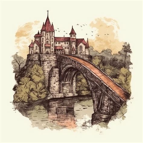 Premium Photo | Watercolor painting of a castle