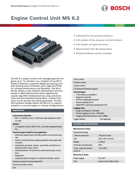 Bosch Motorsport Engine Control Unit Ms 62 Pdf Computing Manufactured Goods