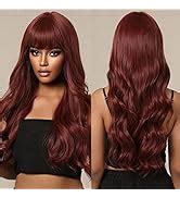 Amazon Allbell Long Wine Red Wavy Wigs For Women Natural Looking