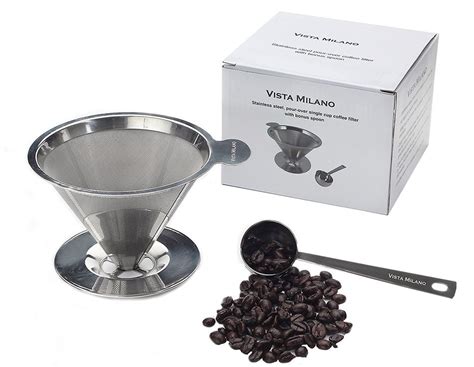 Pour Over Coffee Dripper Paperless Stainless Steel Reusable Coffee