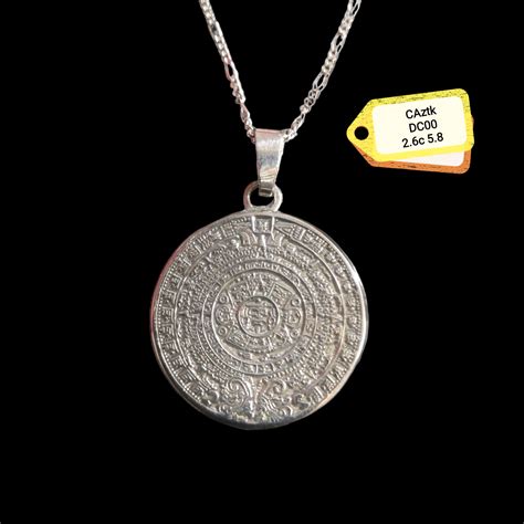 Colgante Dije Plata Esterlina 925 Calendario Azteca Cadena De Regalo