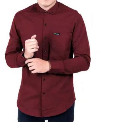 Jual Kemeja Merah Maroon Kemeja Pria Kemeja Lengan Panjang Kemeja