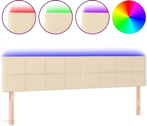 Vidaxl Zagłówek Do Łóżka Z Led Kremowy 200X5X78 88 Cm Tkanina 13452