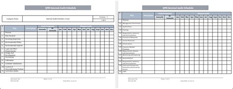 Iso 9001 Internal Audit Schedule Word Excel Template Iso Templates And Documents Download