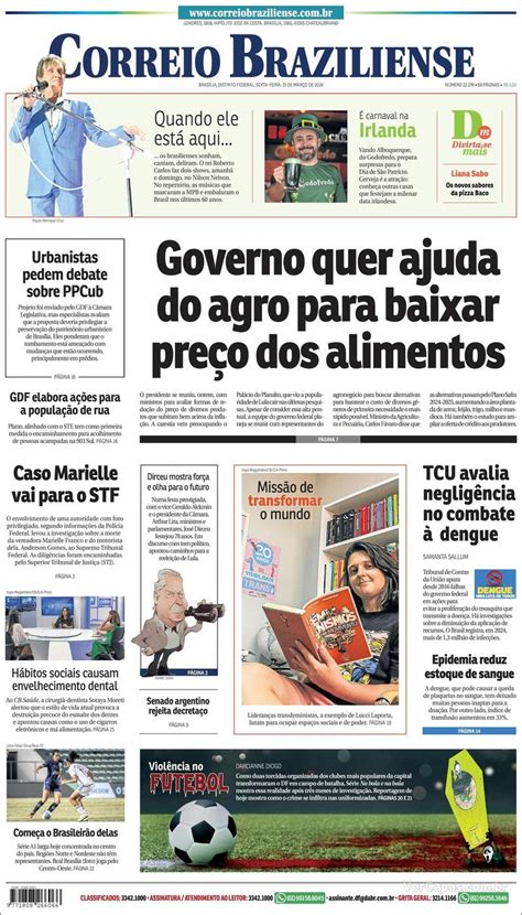 Capa Correio Braziliense Edi O Sexta De Mar O De