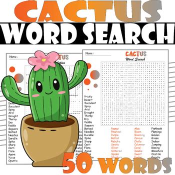 CACTUS Word Search Puzzle All About CACTUS Word Search Activities