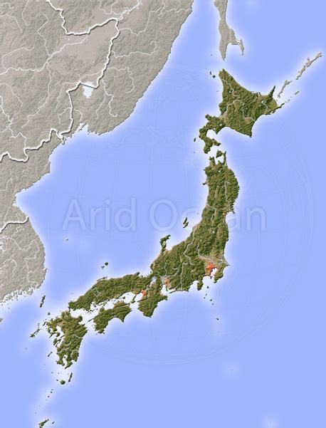 Japan Shaded Relief Map