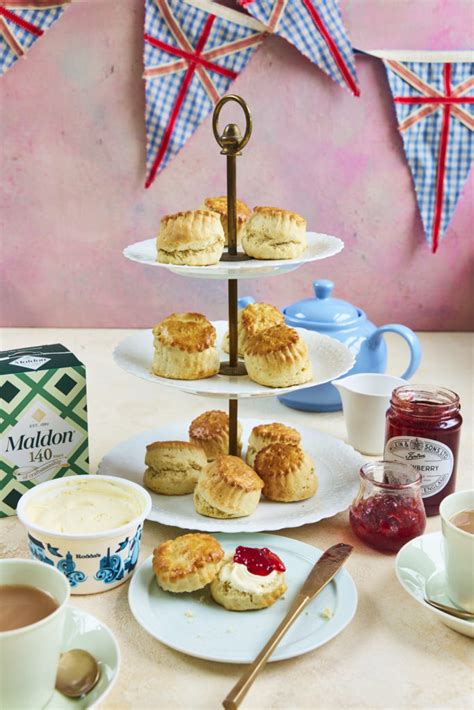 Classic British Scones With Clotted Cream And Jam