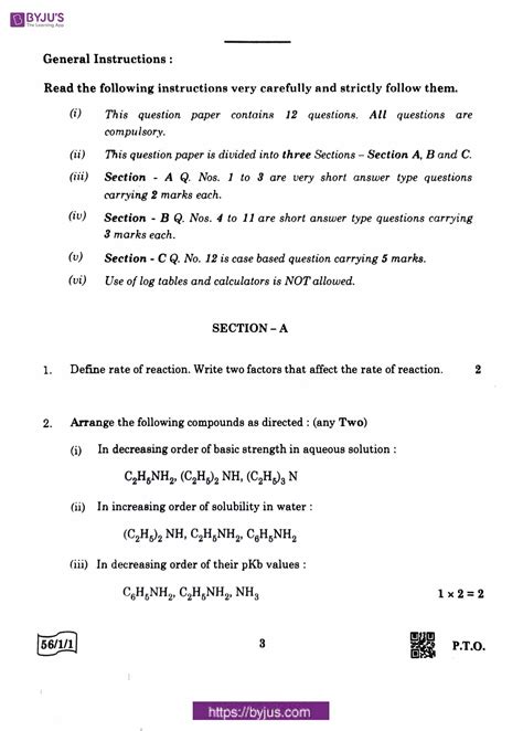 CBSE Class 12 Chemistry Question Papers 2022 PDF