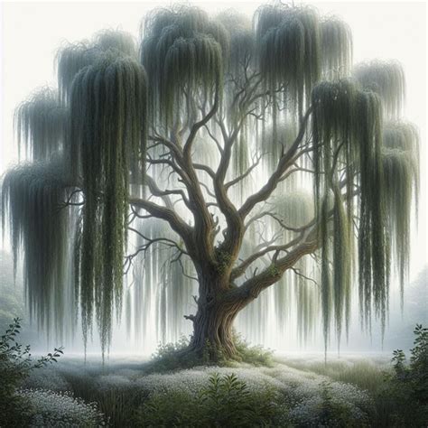 Premium Psd A Weeping Willow Tree On A White Background