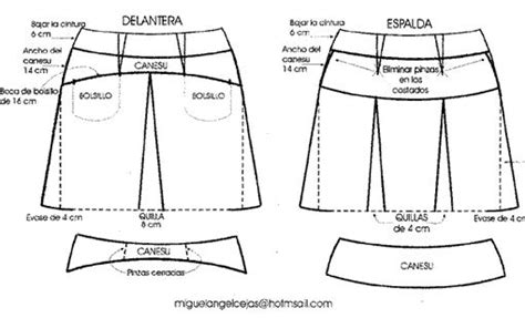 Falda de tablas con canesu Patrón de falda Molde de faldas Patrones