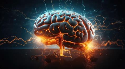 Premium Photo Human Brain Macro With Electrical Activity