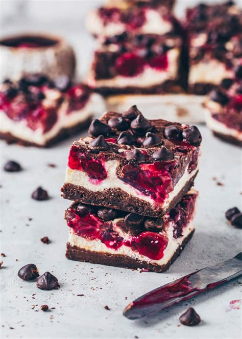 Käsekuchen Brownies mit Kirschen Vegan Bianca Zapatka Rezepte