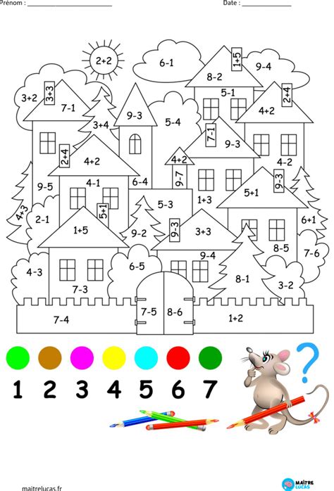 Coloriage Additions Et Soustractions Jusqu à 10 Cp Ce1 Maître Lucas