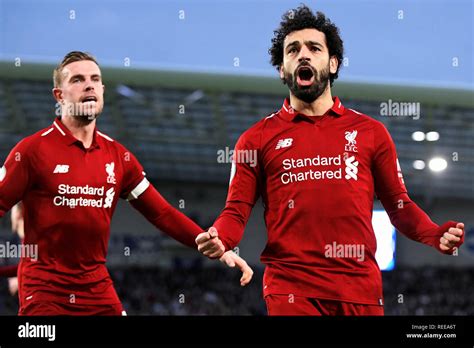 Mohamed Salah Of Liverpool Celebrates After Scoring The Opening Goal