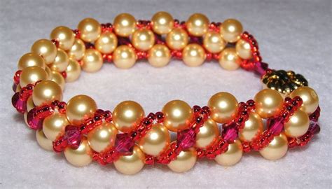 B36 A Bracelet Of Swarovski 6mm Pearls 4mm Bicones And Seed Beads All Connected By A