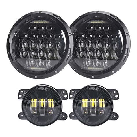 Cowone 130w Cree 7 Led Headlights 4 Cree Led Fog Lights Compatible With Jeep Wrangler 97